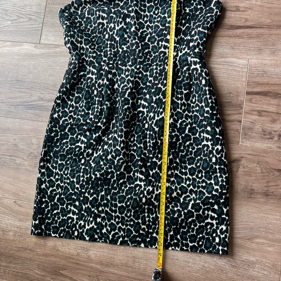 J.Crew cotton sheath dress sleeveless black, cream & green leopard print size 6 - Picture 11 of 12